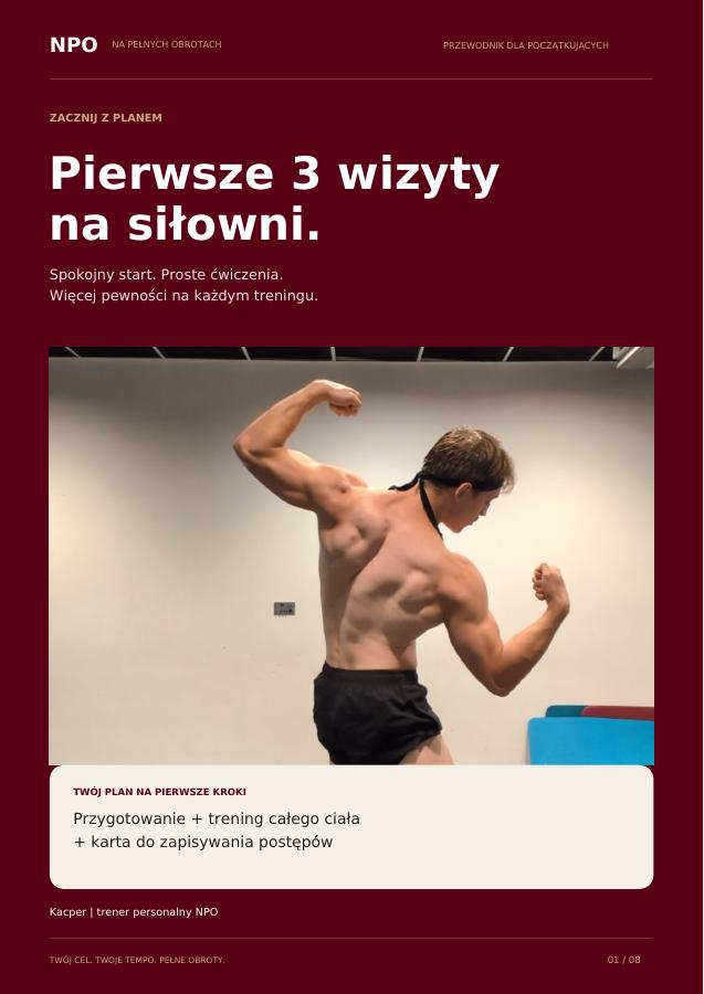 Okładka poradnika NPO: Pierwsze 3 wizyty na siłowni